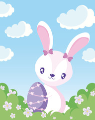 Happy easter rabbit with egg vector design