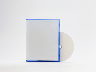 Blank Blu-ray Disc Case Isolated on white background. Blu Ray disc boxe and Blu Ray Disc isolated on white background. - Powered by Adobe