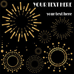 Art Deco page template, retro style for web and print, geometric retro pattern design with golden lines.