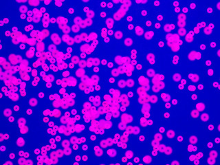 Fototapeta na wymiar Hot pink color circle dot confetti on blue background. Holiday, event, sale.