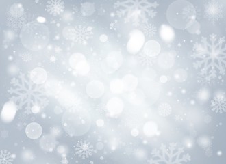 Fototapeta na wymiar Gray abstract texture background with snowflakes winter and bokeh lights. blurred beautiful shiny Christmas new year, use wallpaper backdrop and your product.