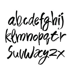 Vector Acrylic Brush Style Hand Drawn Alphabet Font. Calligraphy alphabet on a white background. Ink hand lettering.