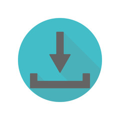 Arrow, download long shadow icon. Simple glyph, flat vector of arrow icons for ui and ux, website or mobile application