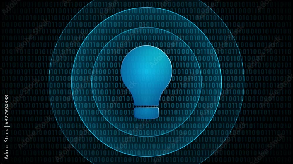 Poster technology idea symbol with waves in digital background. loop video animation.