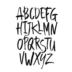 Vector Acrylic Brush Style Hand Drawn Alphabet Font. Calligraphy alphabet on a white background. Ink hand lettering.