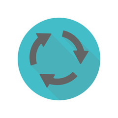Arrow, recycle long shadow icon. Simple glyph, flat vector of arrow icons for ui and ux, website or mobile application
