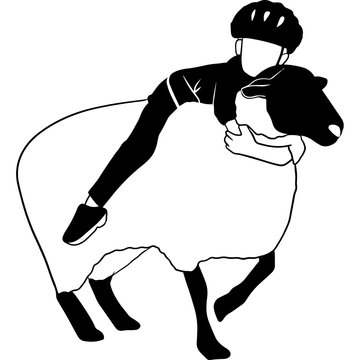 Hand Drawn Rodeo Mutton Busting  Vector Sketch