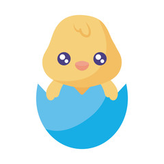 Happy easter chick inside egg flat style icon vector design