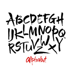 Vector Acrylic Brush Style Hand Drawn Alphabet Font. Calligraphy alphabet on a white background
