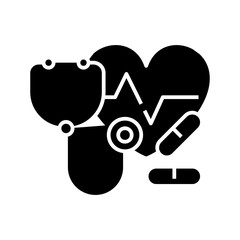 Medical symbols black icon, concept illustration, vector flat symbol, glyph sign.