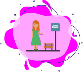 Woman, bus stop cartoon icon. Simple color vector of travel icons for ui and ux, website or mobile application