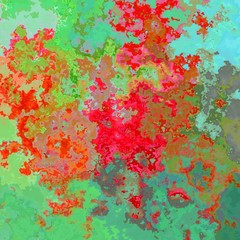 Fototapeta premium abstract stained pattern texture square background vibrant natural color - modern painting art - watercolor splotch effect - red and green