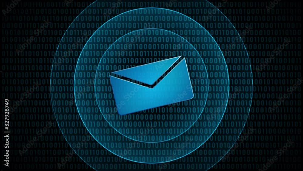 Poster internet technology e-mail and message symbol with waves in digital background. loop video animation