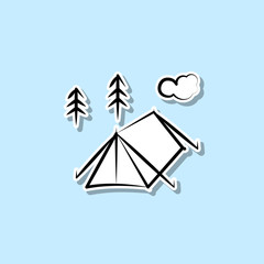 Camp tent sticker icon. Simple thin line, outline vector of travel icons for ui and ux, website or mobile application