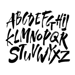 Vector Acrylic Brush Style Hand Drawn Alphabet Font. Calligraphy alphabet on a white background