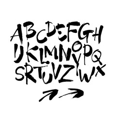 Vector Acrylic Brush Style Hand Drawn Alphabet Font. Calligraphy alphabet on a white background