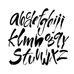 Vector Acrylic Brush Style Hand Drawn Alphabet Font. Calligraphy alphabet on a white background