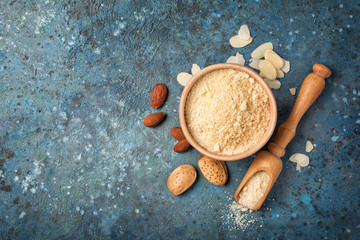 Almond flour and flakes or petals for healthy gluten free dessert