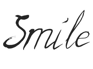 word smile in handwriting style