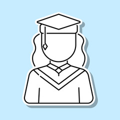 Graduate female avatars sticker icon. Simple thin line, outline vector of avatar icons for ui and ux, website or mobile application