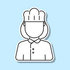 Woman cook avatar sticker icon. Simple thin line, outline vector of avatar icons for ui and ux, website or mobile application