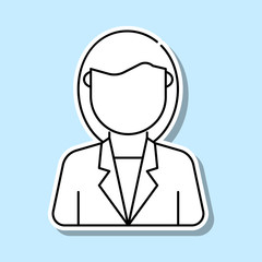 Fototapeta na wymiar Business woman avatar sticker icon. Simple thin line, outline vector of avatar icons for ui and ux, website or mobile application