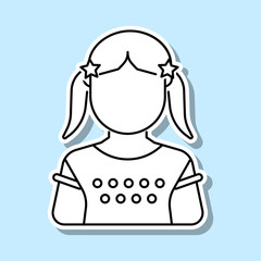 Pigtails girl avatar sticker icon. Simple thin line, outline vector of avatar icons for ui and ux, website or mobile application