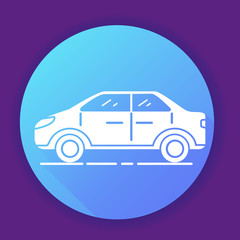 Obraz premium Car icon sedan flat vector illustration.