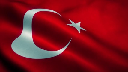 Turkish flag waving in the wind. National flag of Turkish. Sign of Turkish seamless loop animation. 4K