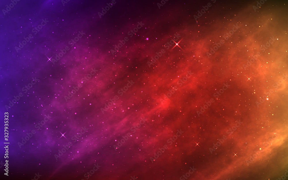 Wall mural space background. realistic color nebula and shining stars. futuristic cosmic backdrop. bright cosmo
