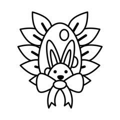 easter rabbit with eggs on white background