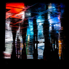 Red and Blue Silhouettes