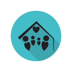 Loving family in the house long shadow icon. Simple glyph, flat vector of arrow icons for ui and ux, website or mobile application