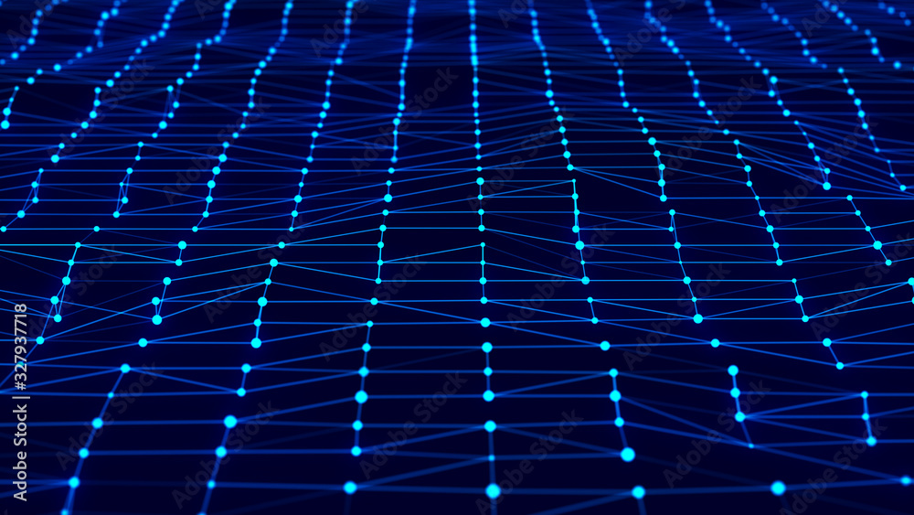 Poster Network connection dots and lines. Technology background. Plexus. Big data background. 3d rendering.