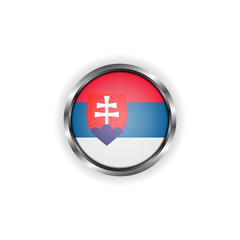 Obraz premium Abstract button with stylish metallic frame. Slovakia flag vector illustration