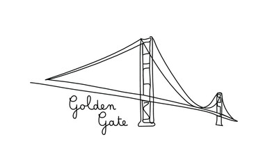 One line style golden gate bridge - simple modern minimaistic style vector