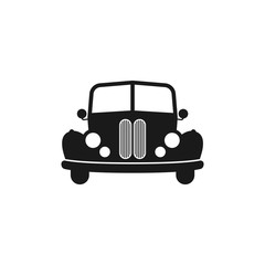 Retro car black isolated vector illustration. Old, vintage style automobile.