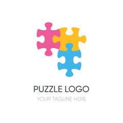 Simple vector puzzle logotype design isolated on white