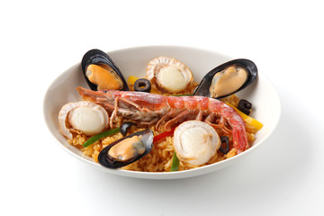 シーフード パエリア 米料理 白背景