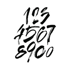vector set of calligraphic acrylic or ink numbers. ABC for your design, brush lettering on a white background