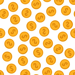 Fototapeta premium Dollar coins seamless vector pattern. Financial background