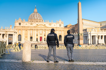 Police officers on duty at St Peter's square in Vatican City