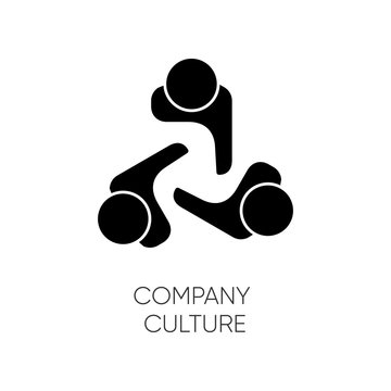 Company culture black glyph icon. Internal corporate ideology, professional business ethics silhouette symbol on white space. Staff togetherness, personnel communication. Vector isolated illustration