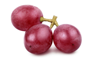 Close-up of ripe red grapes, isolated on white background