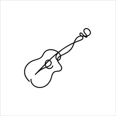 One line guitar design - Hand drawn minimalism style vector illustration