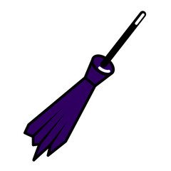 Obraz premium Purple broom witch icon. Vector illustration.