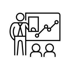 Team coaching line icon, concept sign, outline vector illustration, linear symbol.