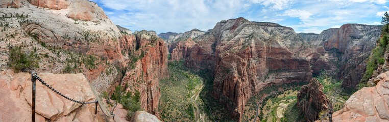 Fototapeta na wymiar top view from angels landing trail in zion national park, panoramic picture