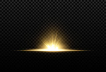 Shining golden stars isolated on black background. Effects, lens flare, shine, explosion, golden...