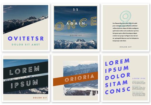 Social Media Post Layout Set with Bold Typography and Colors